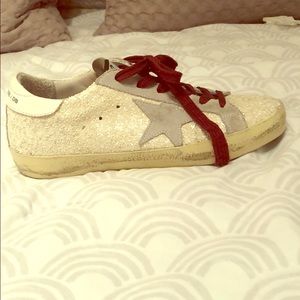 White glitter golden goose sneaker